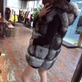 womens high quality silver fox fur vest real