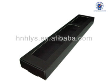 Three Windows Black Paper Box For Socks