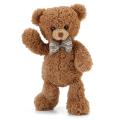 Dark brown curly teddy bear plush sleeping toy