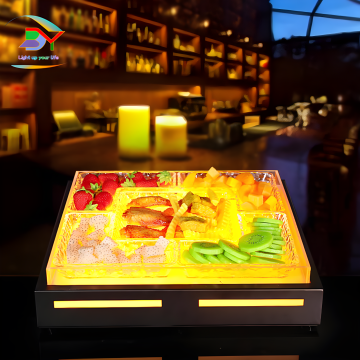 Luminous Fruit Plate - Brushed Stainless Steel Snack Plate for KTV