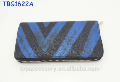 blue and black stripe design for boy and girl, simple fashion PU leather wallet