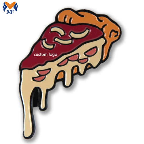 Metal özel siyah tabak pizza simgesi emaye pimi