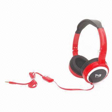 Flat Cable Wired Mobile Phone Headphones with 100mW Input Power