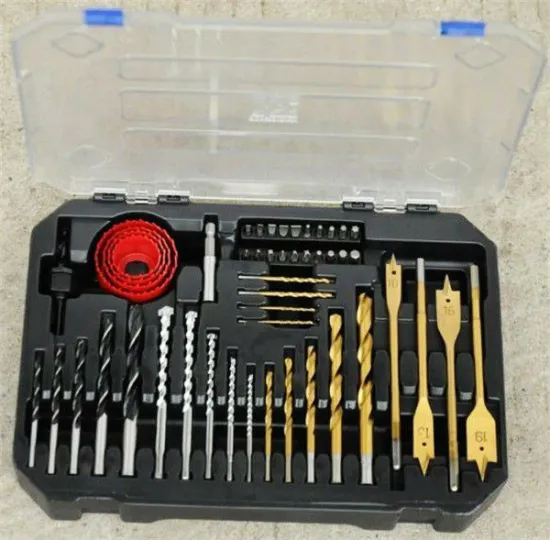 49PCS Drills & Bits Set(TWIST DRILL BITS WITH TITANIUM COATED/MASONRY DRILL BIT/Wood Drill)