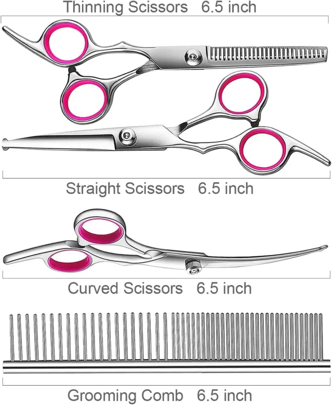 Professional Safety Round 5-in-1 Dog Grooming Scissors Kit