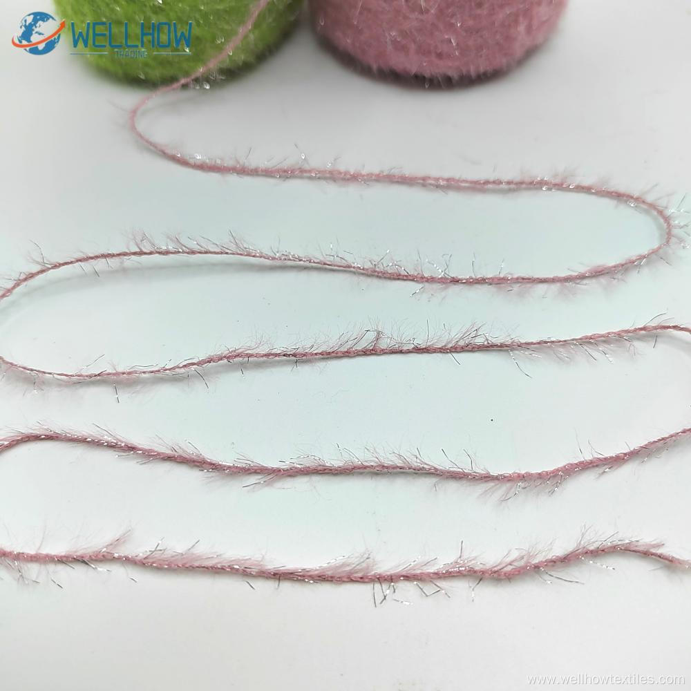 1.3cm Nylon Feather with Silver Thread Fancy Yarn