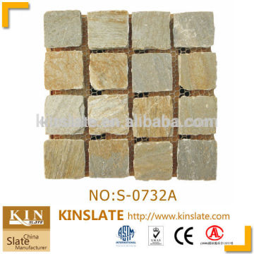 Natural beige quartzite mesh backed slate stone mosaic