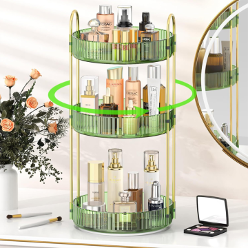 360-Degree Multi-functional Rotating Makeup Organizer: Clear Plastic Storage Container for Cosmetics