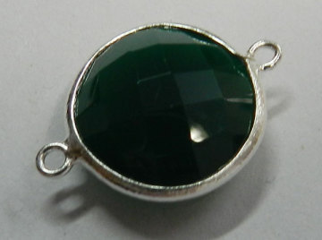 925 sterling silver Green Onyx connector