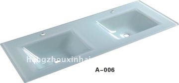 long big double basin newly hot sell glass Bathroom Basin sink for bathroom cabinet furniture vanity