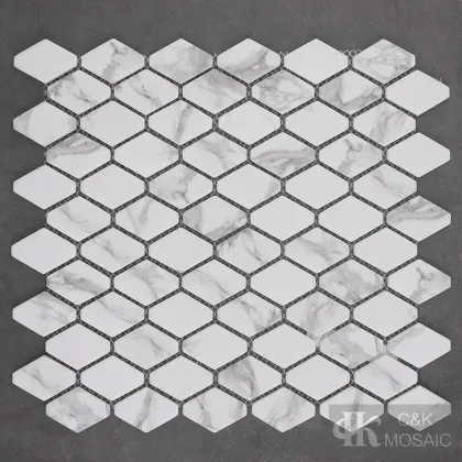 C&K Mosaic Hexagon Glass Mosaic Tile Backsplash Kitchen
