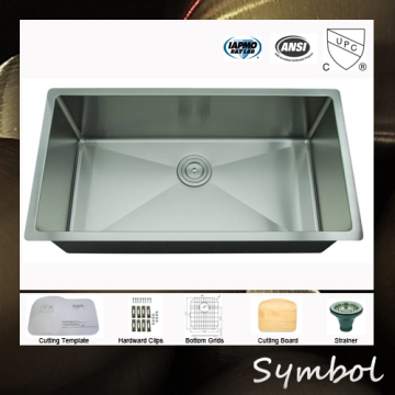 Satin Finish SUS304 Handmade Kitchen Fabricated Sink