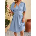 Ladies' short sleeved flowing dress