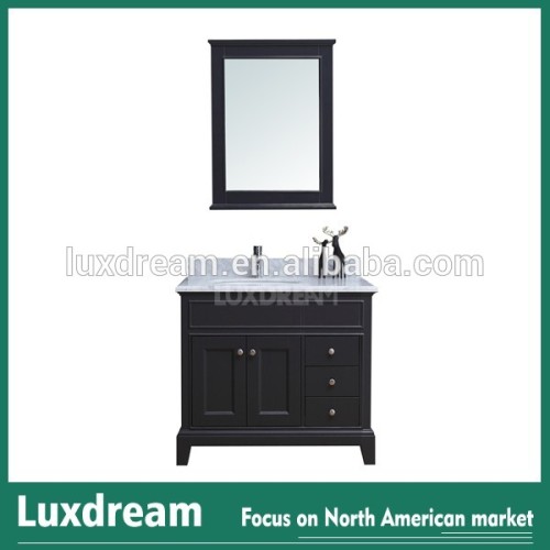 Solid wood cabinet with charcoal finish for American bathroom vanity