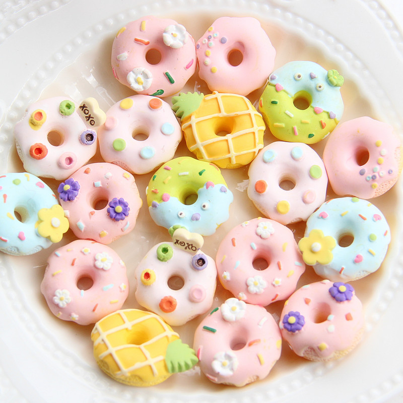 Coleção de charme de donut de resina para fabricação de jóias