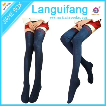 High quality New Design Cotton girls long sock girl knee high sock