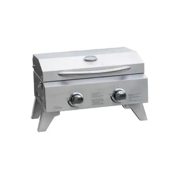 Outdoor Cooking 2 Buners Stainless Steel Portable Barbeque Propane Gas BBQ Grill with Foldable Legs