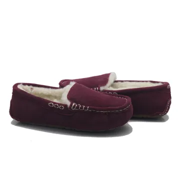 warm indoor bedroom sheepskin moccasin shoes slippers