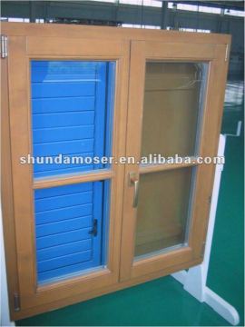 German style inward casement solid wooden window with window shutters