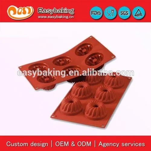 6 Cavities Flexible Silicone Bakeware Mold Baby Gugelhopf Mold