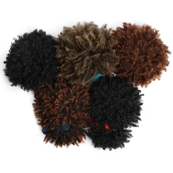 Natural Black Fluffy Synthetic Short Wigs Afro Drawstring Kinky Culry Hair Headband Wigs
