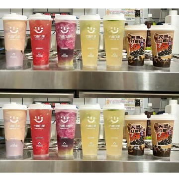 Custom Transparent PP Plastic Cups with Lid and Logo for Bubble Tea