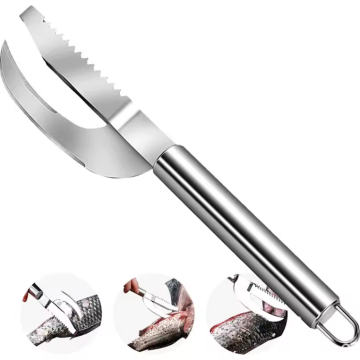 Couteau multifonctionnel à échelle de poisson 3 en 1 avec fonctions de coupe, de grattage et de fouille