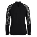 Womens Turtleneck Lace Top Sexy Black