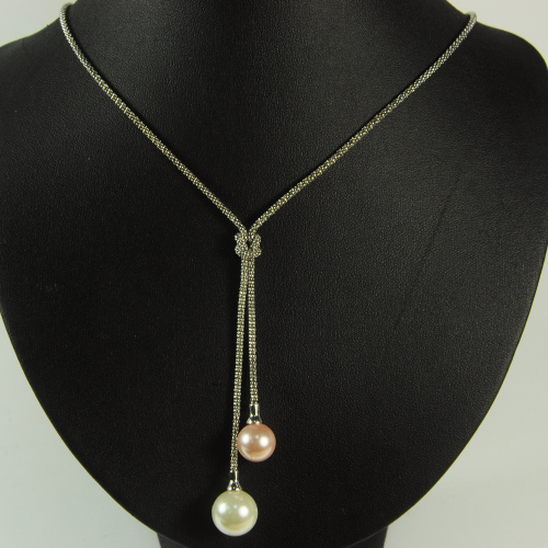 Silver Chain Jewelry dengan Pearl Pendant