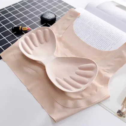 Wireless Ladies Ice Silk Push-Up Bra for Fitness Yoga Latex Underwear