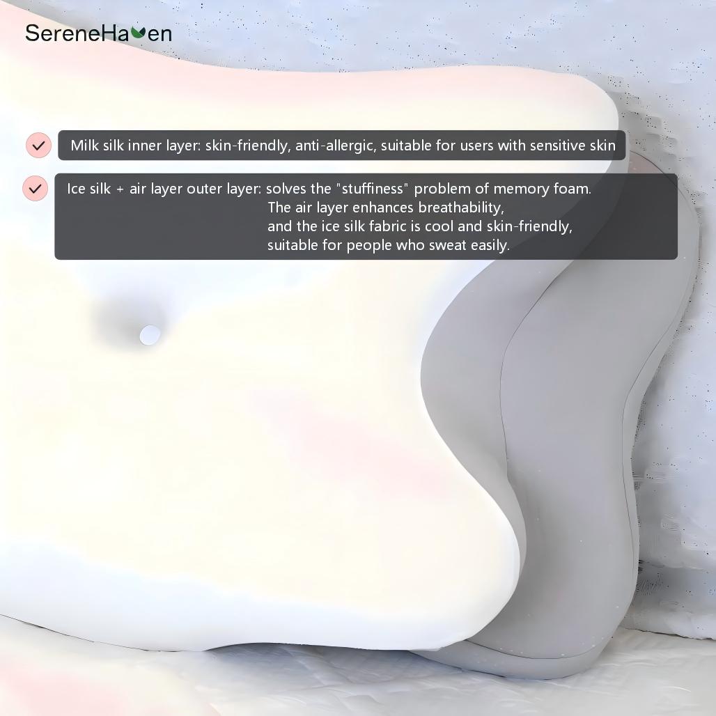 Molded Memory Foam Pillow for All Sleep Positions GB-1027 - Ice Silk + Air Layer Breathability & Slow Rebound Core