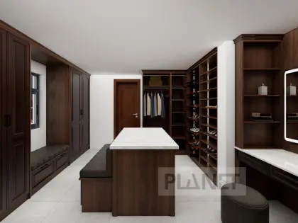 Classic Walk-In Wardrobe With Dress Table Closet Furniture
