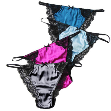 Real Silk G-String Adjustable Waist Floral Lace Underwear