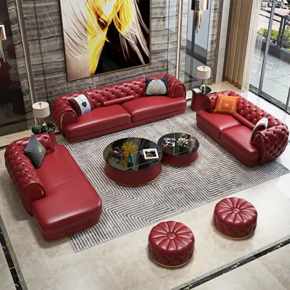 Modern European High-End Leather Sofa - Comfortable Upholstery Furniture