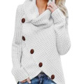 Womens Button Cowl Neck Sweaters