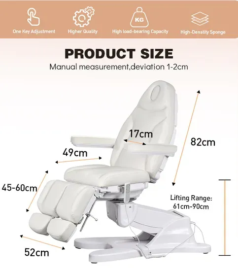 Electric Massage Table with Rotated and Tilt Features for Cosmetics Salon