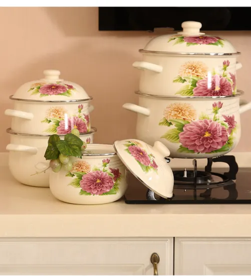 18-26cm 5PCS Set Yellow Flower Printingcustom Decal Best Selling Enamel Casseroles