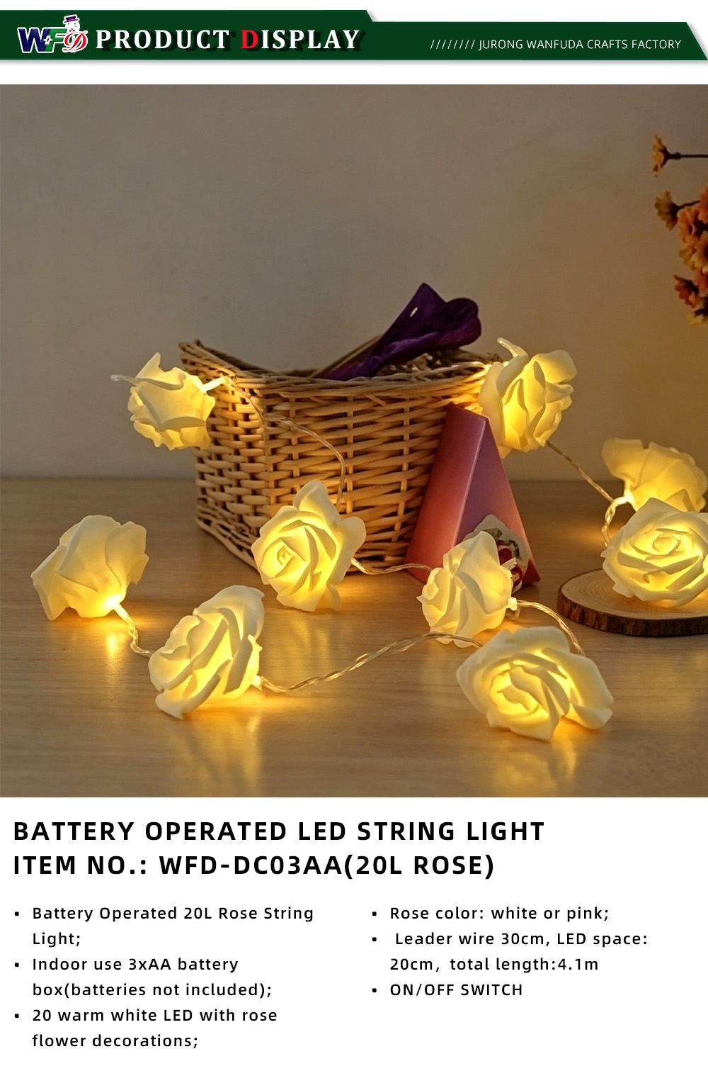 BATTERY OPERATED LED STRING LIGHT WFD-DC03AA-X