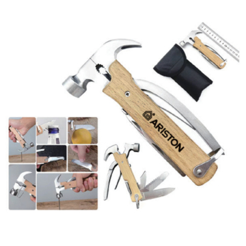 Wood Handle EDC Multi-Function Tool with Hammer and Knife