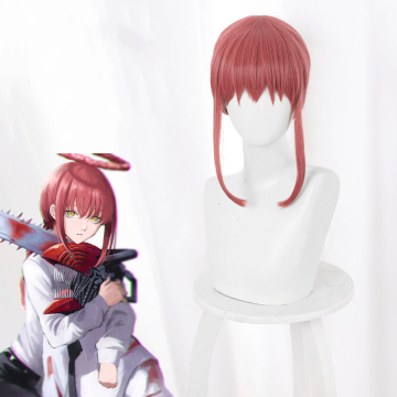 70cm Synthetic Heat Resistant Long Straight Red Makima Cosplay Wigs from Chainsaw Man
