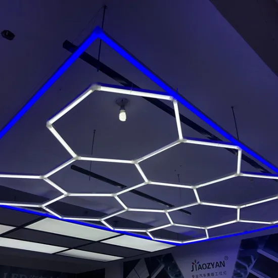 Customizable Purple, Blue, and Pink LED Honeycomb Hexagon Grid Ceiling Lamp