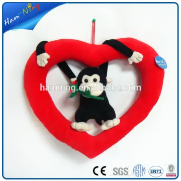 36x32cm red heart with monkey rose in mouth gift for Valentine's day