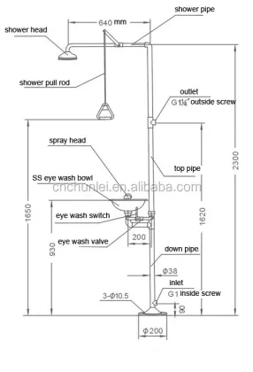 304 Stainless Steel Emergency Eye Washer and Shower