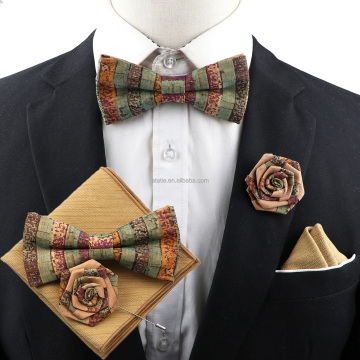 Ensemble de noeud papillon de couleur unie à la main à la main pour les accessoires de fête de mariage du marié