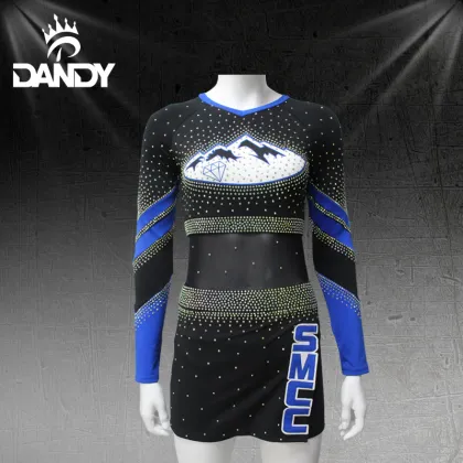 Blue Mesh Sleeve Cheerleading Cheers For Competition
