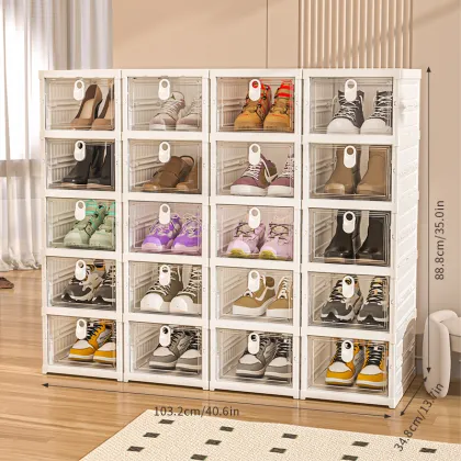 Foldable Five-Tier Shoe Storage Cabinet with Compact Design