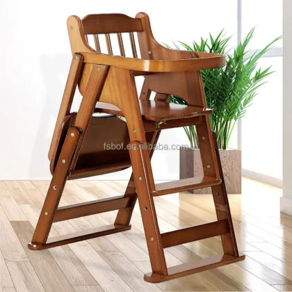 Adjustable Height Wooden Folding Dining Chair for Children