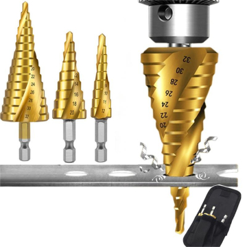 12mm, 20mm, 32mm HSS Titanium Step Cone Drill Bit and Hole Cutter: Precision Tools for Various Applications