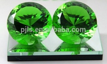 Crystal green diamond paperweight ,a pair of dimonds