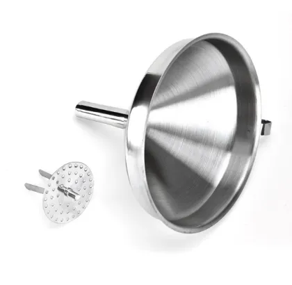 Stainless steel funnel with removable strainer funnel